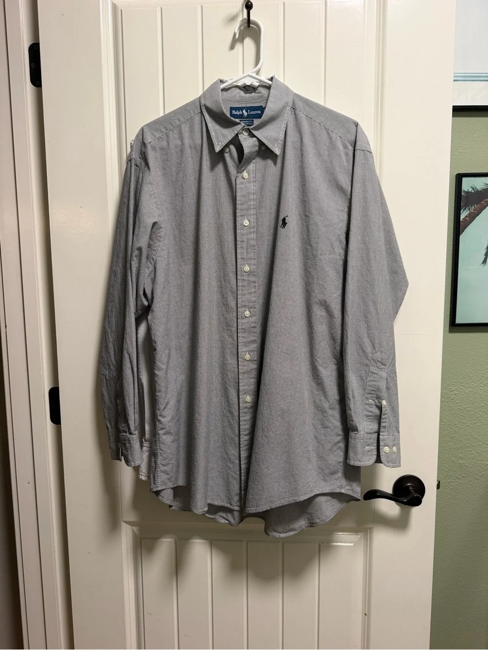 Polo by Ralph Lauren Men’s Long-Sleeve Button-Down Shirt — black and white EUC